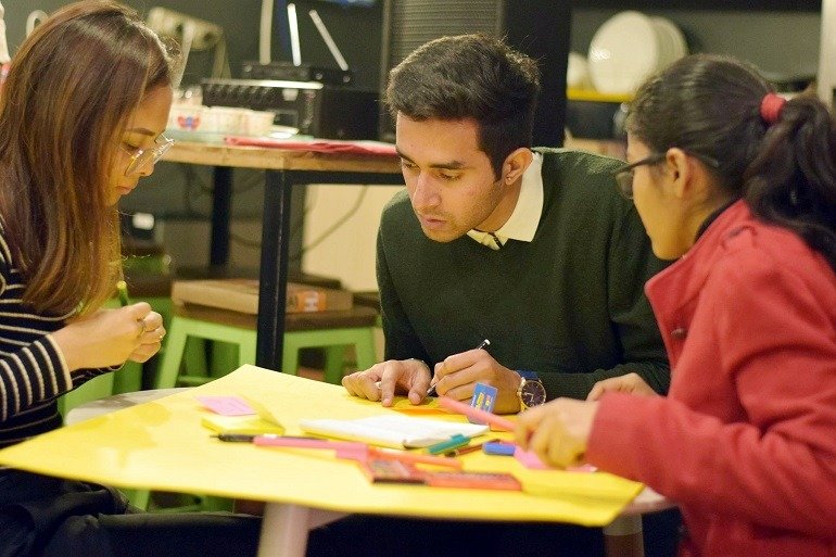 Students at a design thinking workshop
