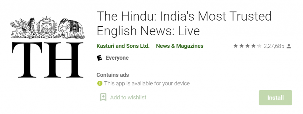 The Hindu App for IAS preparation
